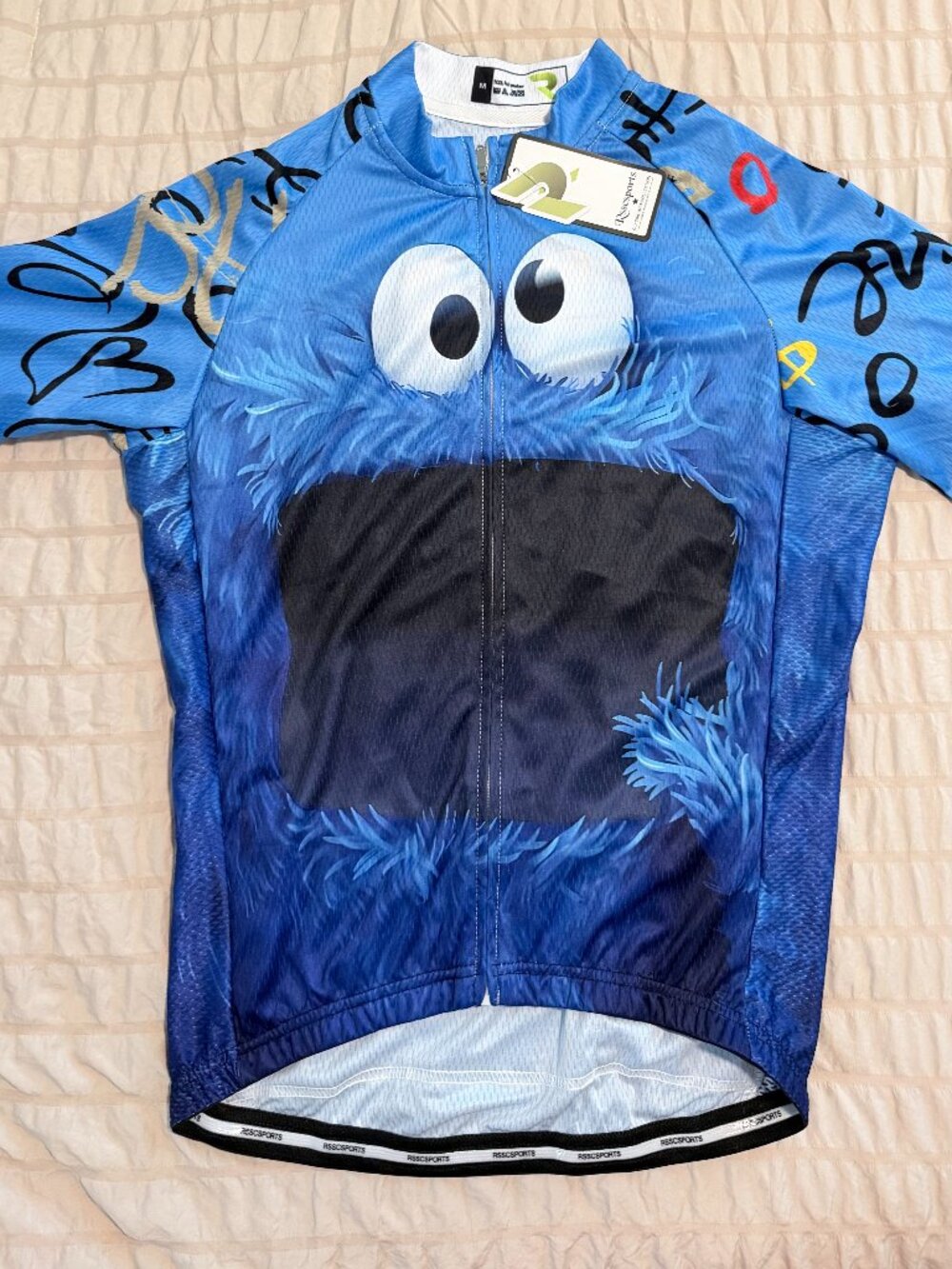 NWT RSSCSports Cookie Monster Cycling Jersey Men’s M Blue Full Zip
